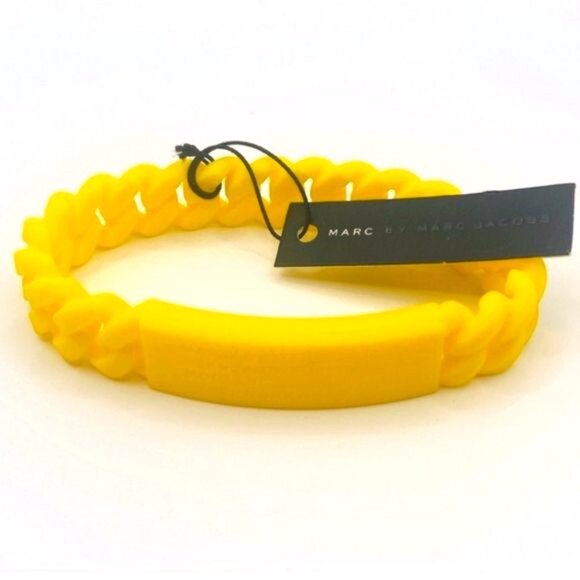 NWT Marc By Marc Jacobs Yellow Standard Supply Braided Silicone Rubber Bracelet - Picture 1 of 6